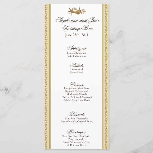 25 Cartes de menu Sandy Beach (Devant)