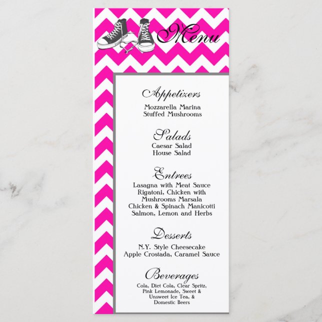25 Cartes de menu Tissu d'impression Chevron Strip (Devant)