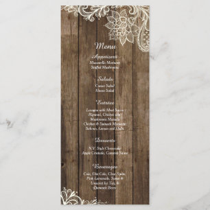 25 cartes en bois rustiques de menu de mariage