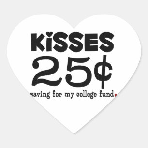 25 Cents Kisses Heart Sticker