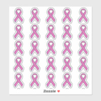 25 Chrome Style Print Pink Ribbon Awareness