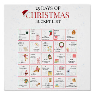 25 Days of Christmas Bucket List Art Poster