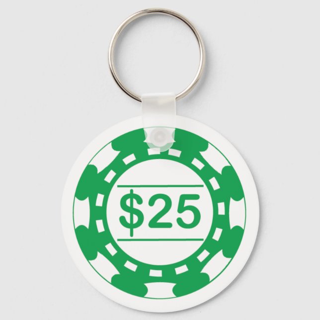 $25 Denomination Casino Chip Green Keychain (Front)