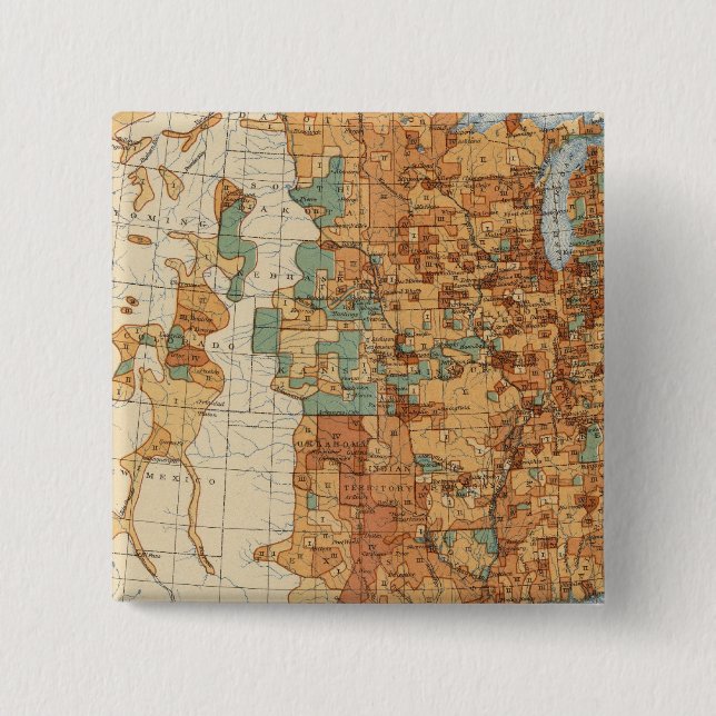 25 Density of increase of population, US, 18901900 2 Inch Square Button (Front)