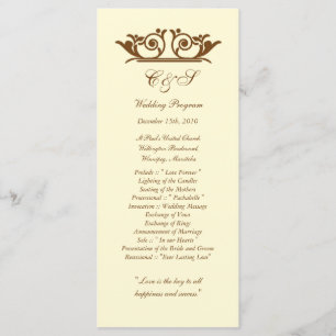 25 Elegant Ivory/Brown Wedding Programs