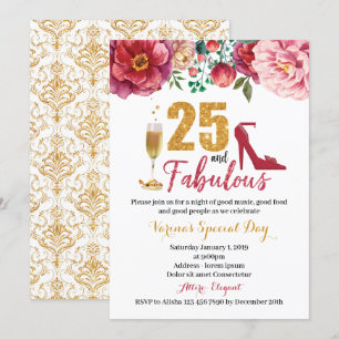 25 et fabuleuse invitation d'anniversaire pour les