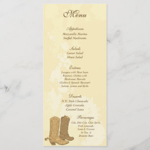 25 étiquettes de menu de mariage de cowboy