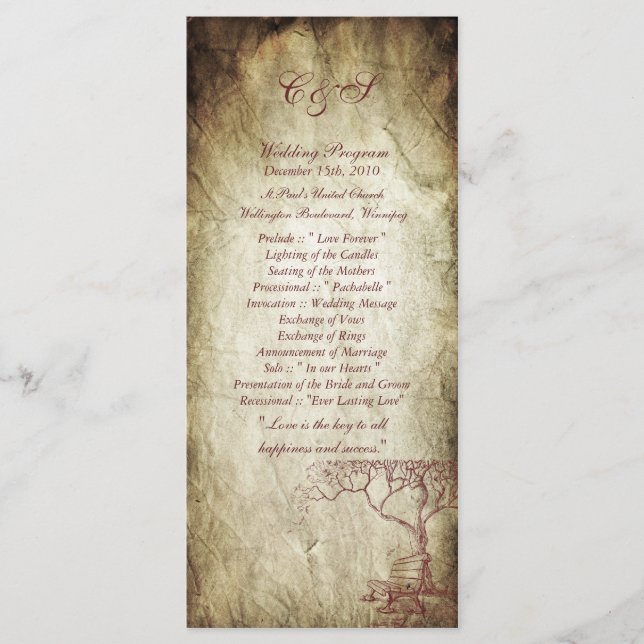 25 Fall Tree Wedding Programs (Front)