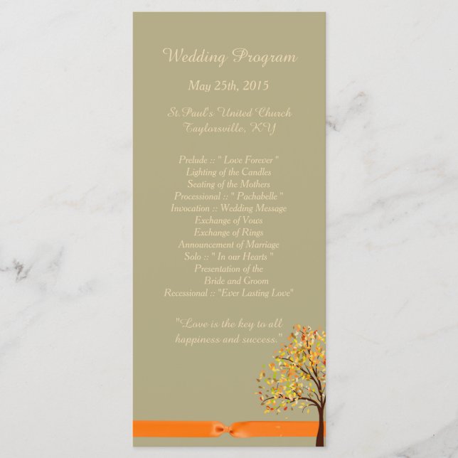 25 Falling Leaves Autumn Wedding Programs (Front)