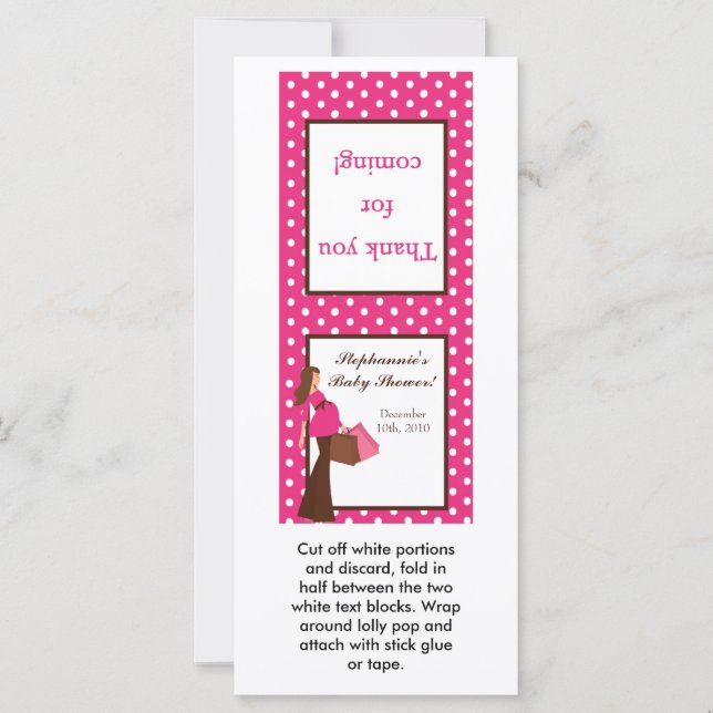 25 Lollipop Topper Pink Mod Mom Polka Dots (Front)