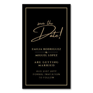 25 Magnetic black Gold Save Dates for Fridge Small Magnetic Business Card