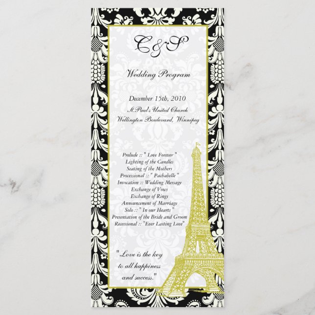 25 Mariage à Paris Black Damask Programmes (Devant)