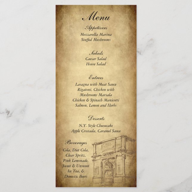 25 Mariage dans Rome Menu Tags (Devant)