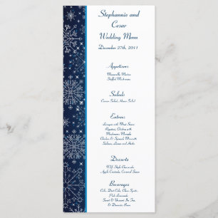 25 Menu Cards Blue Stars and Snowflakes