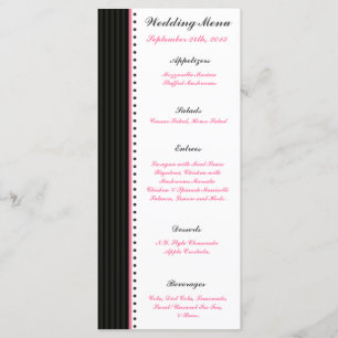 25 Menu Cards Damask/Stripes Pink Crown Black Pink