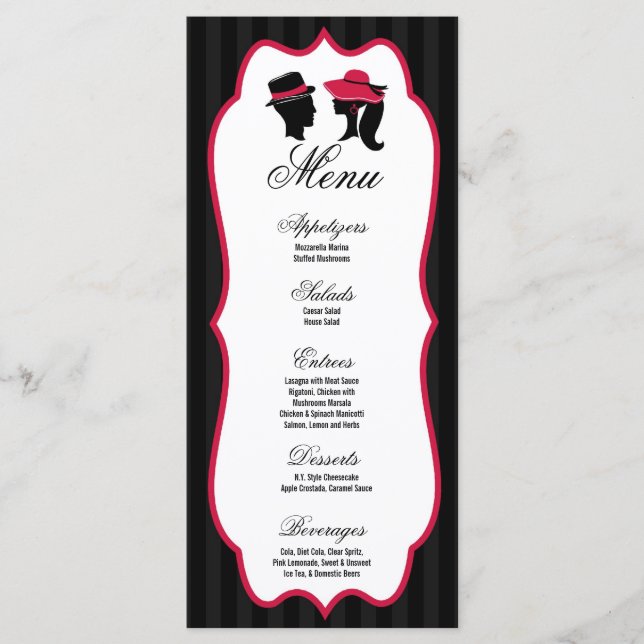 25 Menu Cards Formal Hats Elegant Retro Dress Hats (Front)