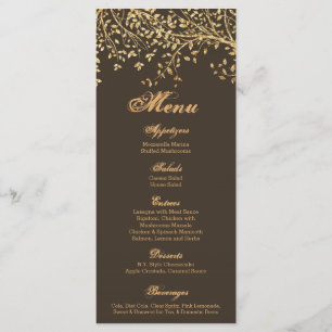 25 Menu Cards Gold Foil Tree Leaves Autumn Fall
