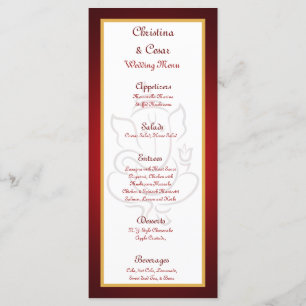 25 Menu Cards Lord Ganesha/Hindu Red Spiritual Red