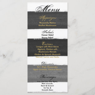 25 Menu Cards Ombre Stripe Black Line Fade Water