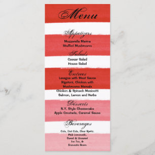 25 Menu Cards Ombre Stripe Red Line Fade Water