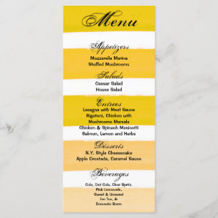 25 Menu Cards Ombre Stripe Yellow Line Fade Water