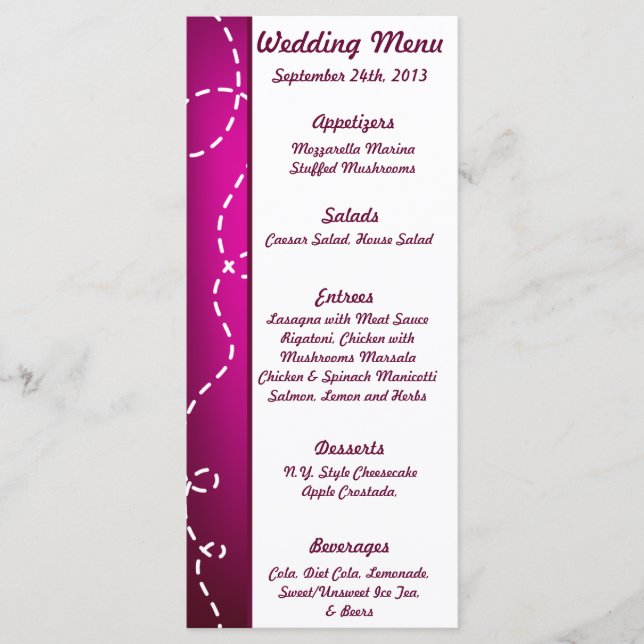 25 Menu Cards Paper Plane Purple Loop Purples (Front)