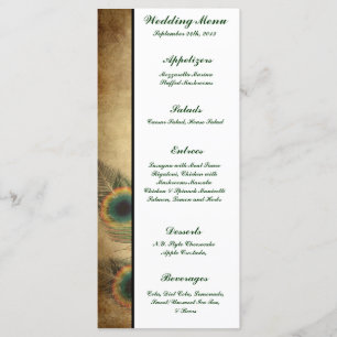 25 Menu Cards Vintage Peacock Green
