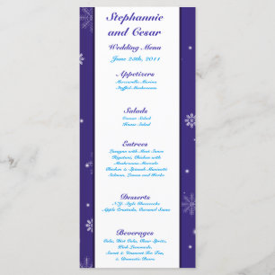 25 Menu Cards White Snow Flakes