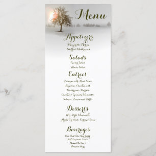 25 Menu Cards Winter Sunset Tree Snow Cover