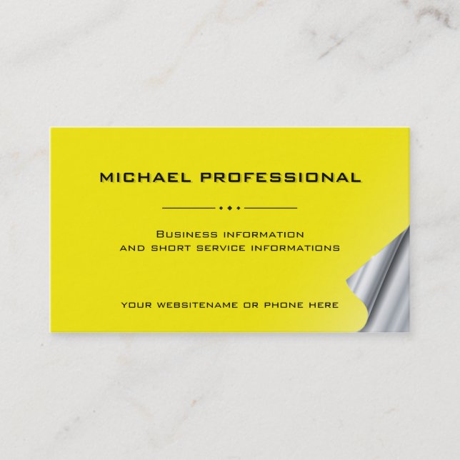 25 Modern Professional Business Card silver yellow (Front)