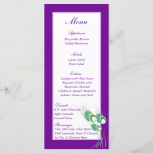25 Modern Purple Peacock Wedding Menu Tags