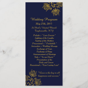 25 Navy and Yellow Floral Wedding Programs