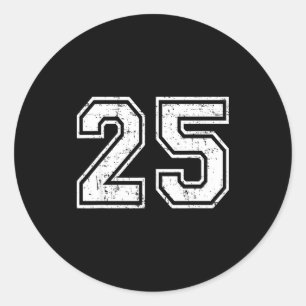 25 Number Twenty-five Team Srts Nge Varsity Matchi Classic Round Sticker