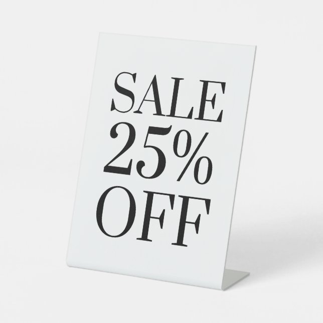 25% Off Sale Sign, Tabletop Counter Signage, Store Pedestal Sign (Front)