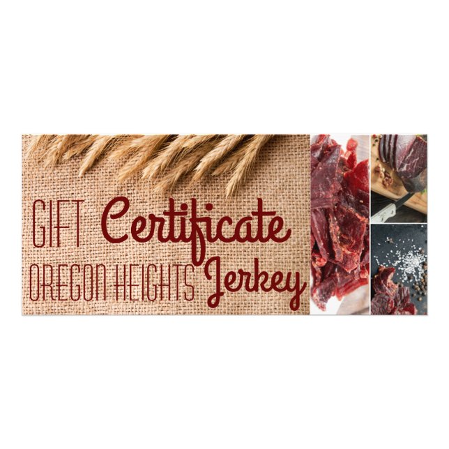 25 Pack Business Gift Certificate Wheat on Burlap (Front)