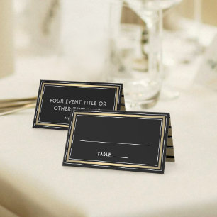 25 Pack Elegant Border Black & Gold Escort Cards