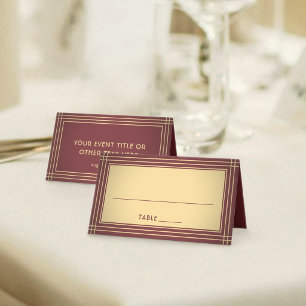 25 Pack Elegant Classic Burgundy Gold Escort Cards