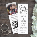 25 Pack Mini Bookmark Wedding Save the Date Cards<br><div class="desc">Announce the joyful news of your upcoming wedding celebration with custom photo 1"x3" save the date invitation bookmarks. This unique invite is tiny in size but big on modern simplicity. The picture, scannable QR code, and all wording on this template are simple to personalize. (IMAGE PLACEMENT TIP: An easy way...</div>