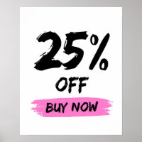 25 Percent Off Sale Sign, Large Boutique Sale
