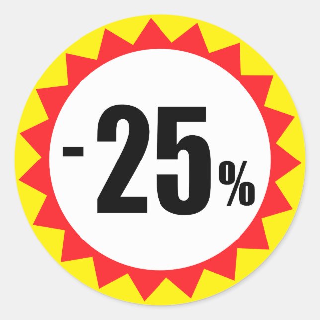25 percent sale discount stickers red white yellow (Front)