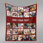 25 Photo Collage Burgundy Fleece Blanket<br><div class="desc">Add a personal touch to your home with this unique burgundy fleece blanket that offers a fun way to show off your most treasured photos. This customized collage template includes 25 of your favorite pictures of friends, family, or cherished pets, creating a visually striking and heartfelt keepsake. It would also...</div>