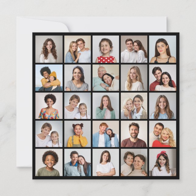 25 Photo Collage Editable Colour Greeting Card (Front)