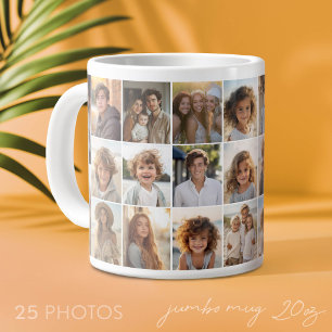 25 Photo Collage - Modern Minimal Grid Large Coffee Mug