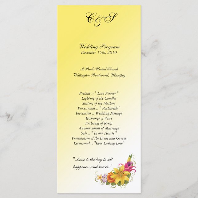 25 Programmes de mariage de bouquet de fleurs (Devant)