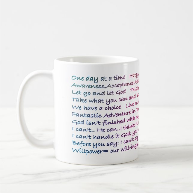 25 Recovery Slogans Coffee Mug (Left)