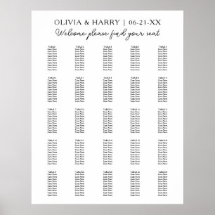 25 Table Elegant Modern Wedding Seating Chart