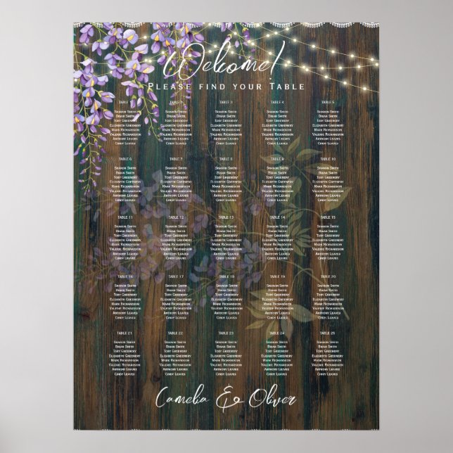 25 Table Elegant RUSTIC Fall Seating Charts (Front)