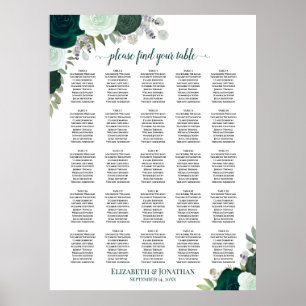 25 Tableau Mariage floral Emerald Boho