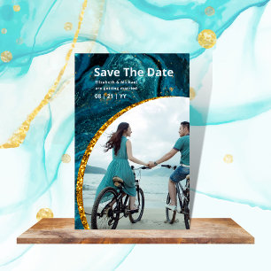 25 X magnetic Agate Gold PHOTO Wedding SAVE DATES Magnetic Business Card