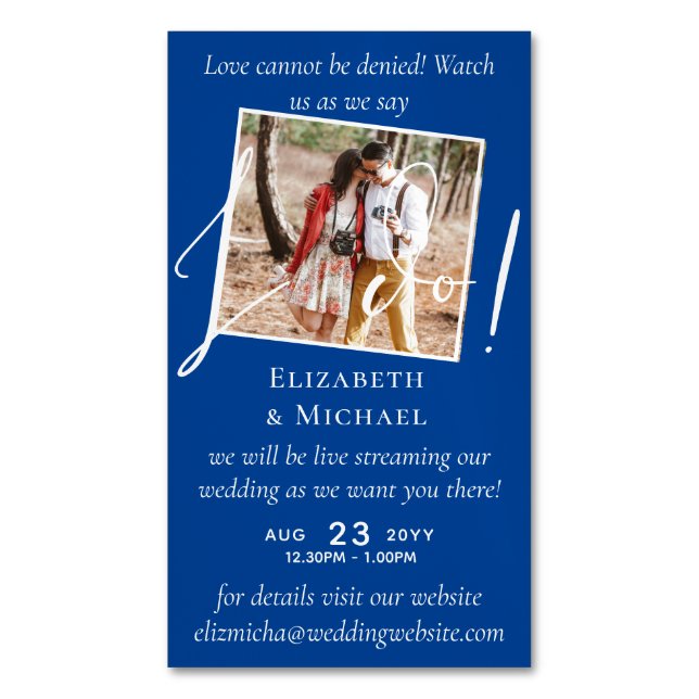 25 x Magnetic Wedding Livestreaming Save the Date Magnetic Business Card (Front Vertical)